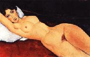 Amedeo Modigliani Reclining Nude on a Red Couch oil on canvas